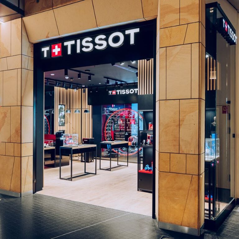Main entrance of the Tissot Boutique in Warsaw's prestigious Złote Tarasy shopping center