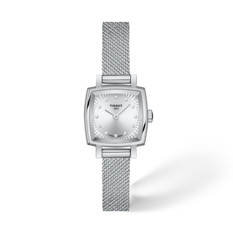 Front view of the watch Tissot Lovely Square 20x20mm with shadow