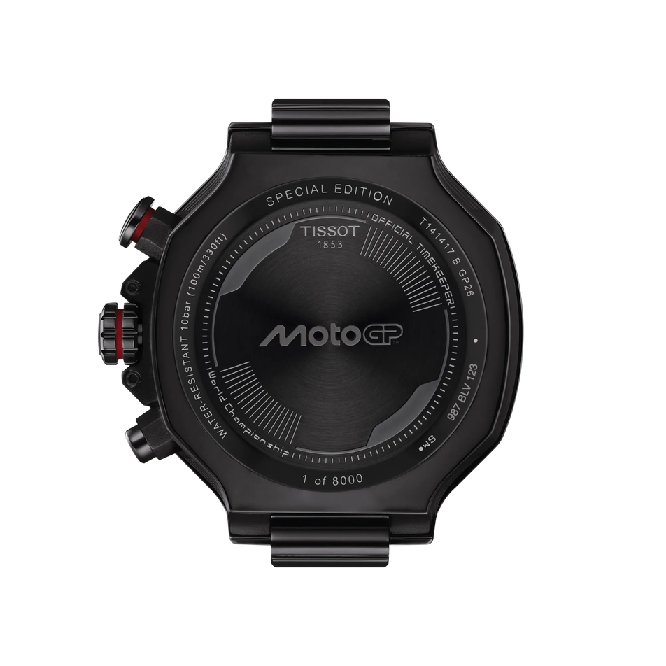 Rückansicht des Gehäuses der Uhr Tissot T-Race MotoGP 2026 45mm