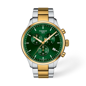 Front view of the watch Tissot Chrono XL Classic with shadow