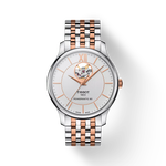 Front view of the watch Tissot Tradition Powermatic 80 Open Heart with shadow