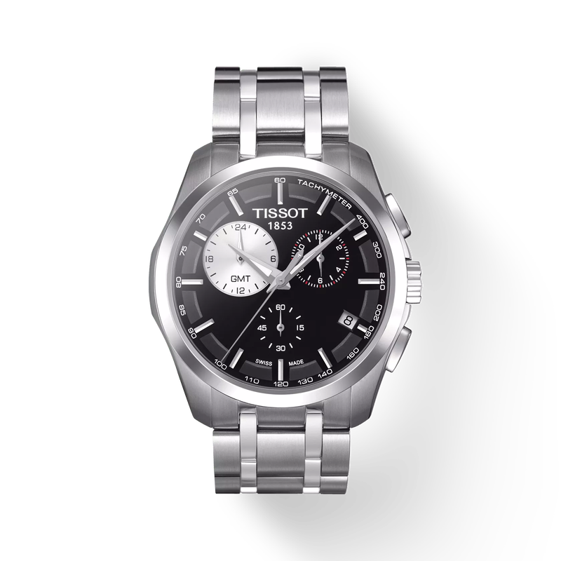 Front view of the watch Tissot Couturier GMT with shadow