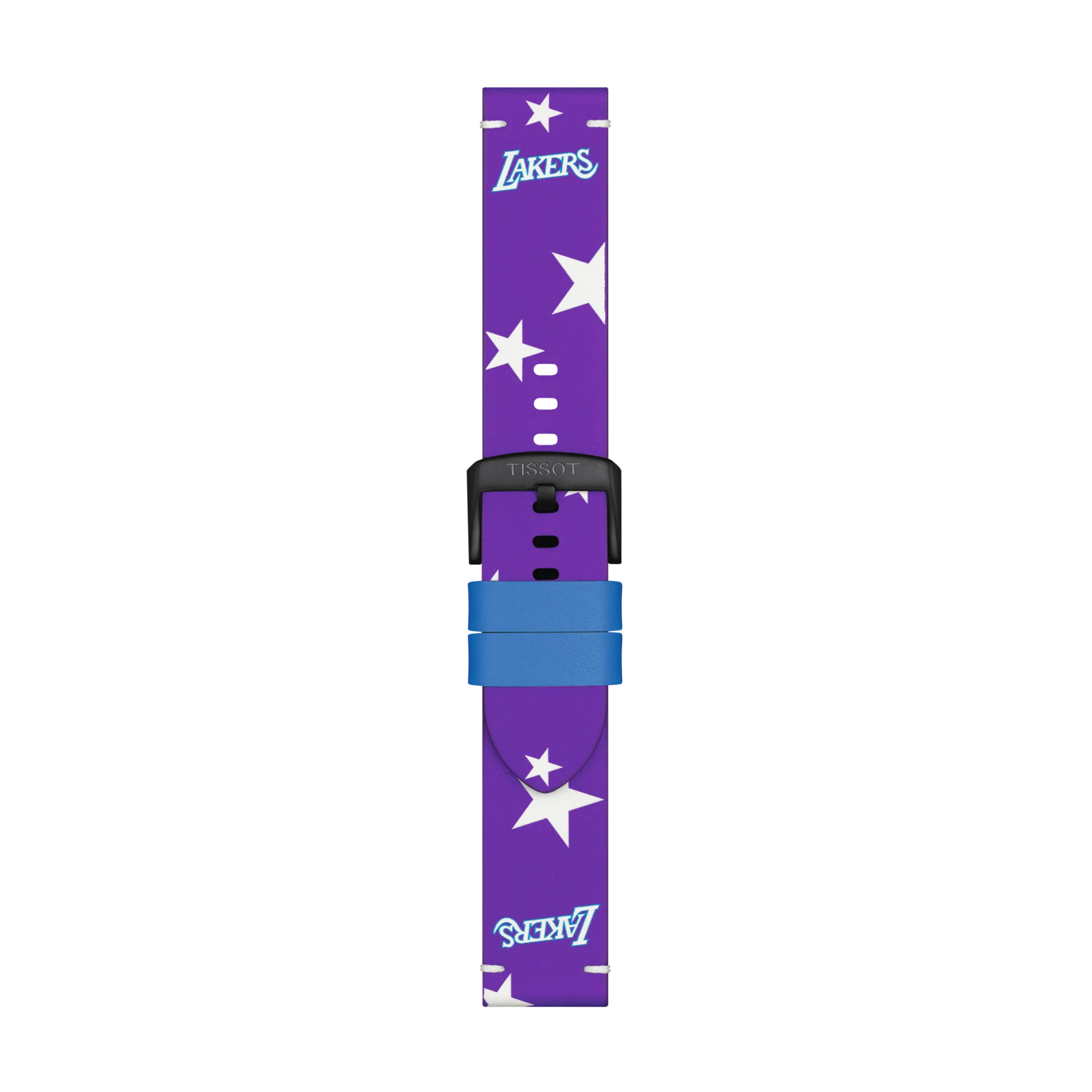 Front view of Tissot Official Purple Leather Strap Lugs 22 mm