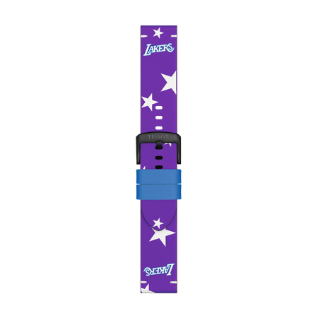 Front view of Tissot Official Purple Leather Strap Lugs 22 mm