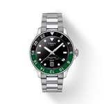Front view of the watch Tissot Seastar 1000 GMT 40mm with shadow
