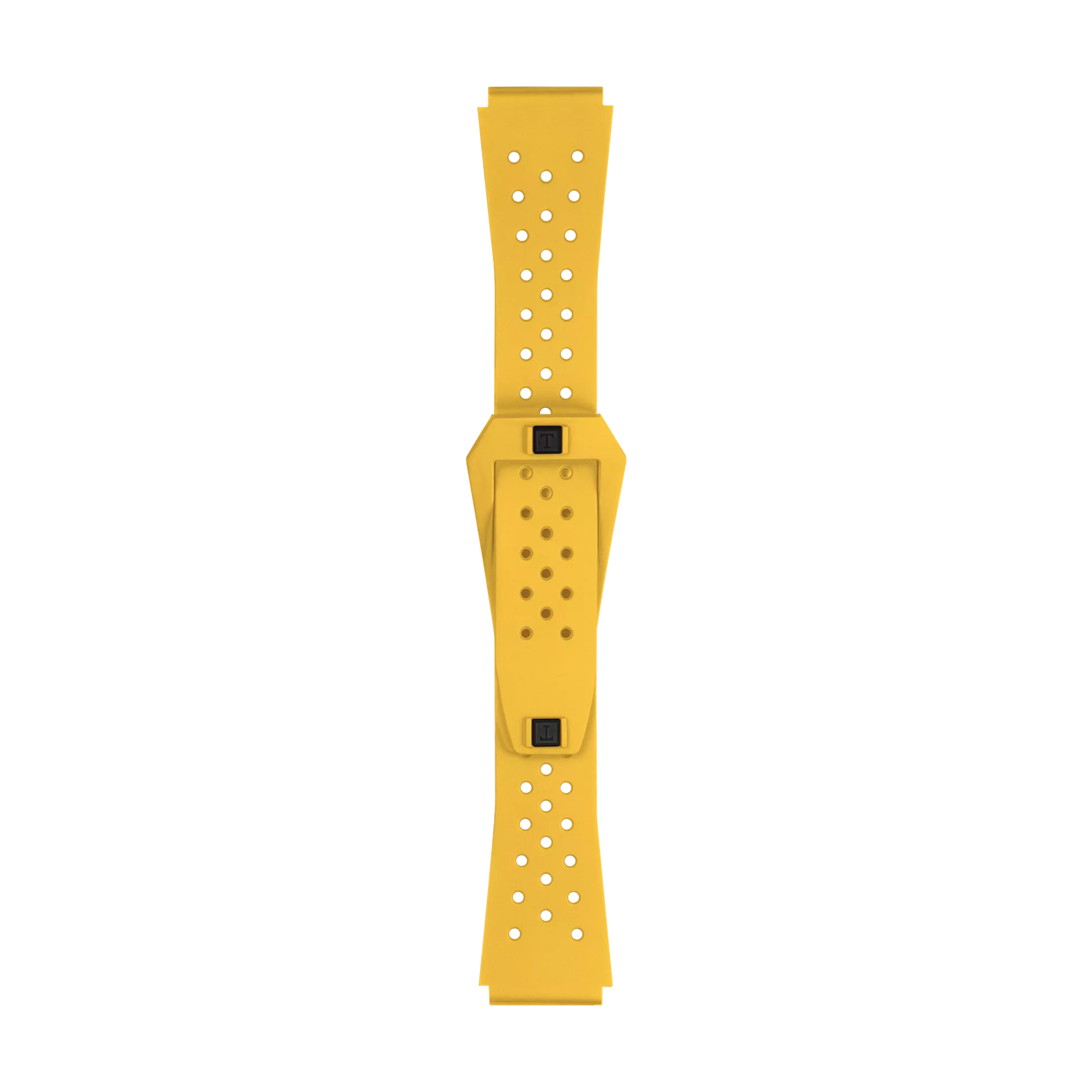 Front view of Tissot Official Yellow Sideral Rubber Strap