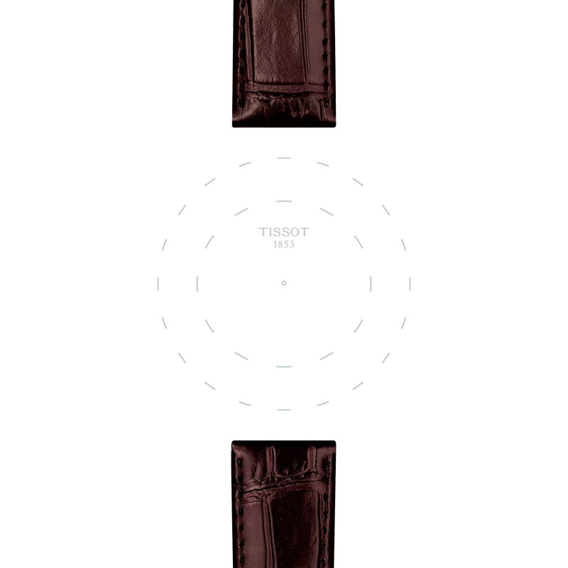 티쏘 정품 브라운 레더 스트랩 러그 20 mm 의 러그에 초점