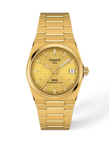 Front view of the watch Tissot PRX 35mm with shadow