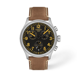 Front view of the watch Tissot Chrono L 42mm with shadow