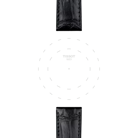 Focus on the lugs of Tissot Official Black Leather Strap Lugs 20 mm