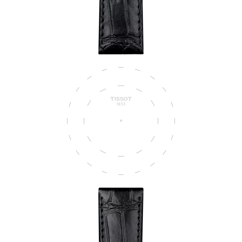 티쏘 정품 블랙 레더 스트랩 러그 20 mm 의 러그에 초점