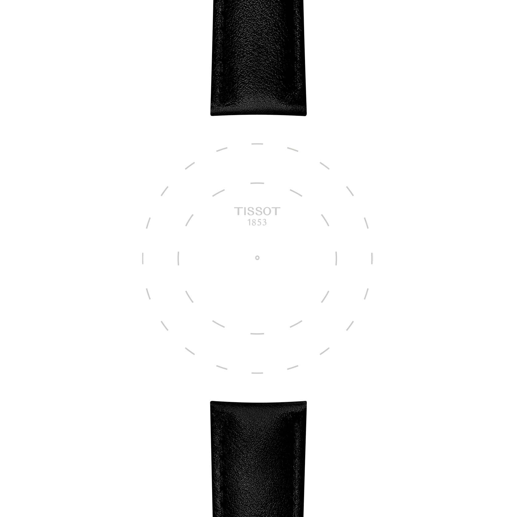 Enfoque en las asas de Correa oficial Tissot de piel sint&eacute;tica negra de 20 mm
