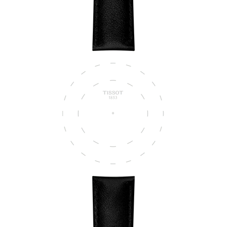 Enfoque en las asas de Correa oficial Tissot de piel sint&eacute;tica negra de 20 mm