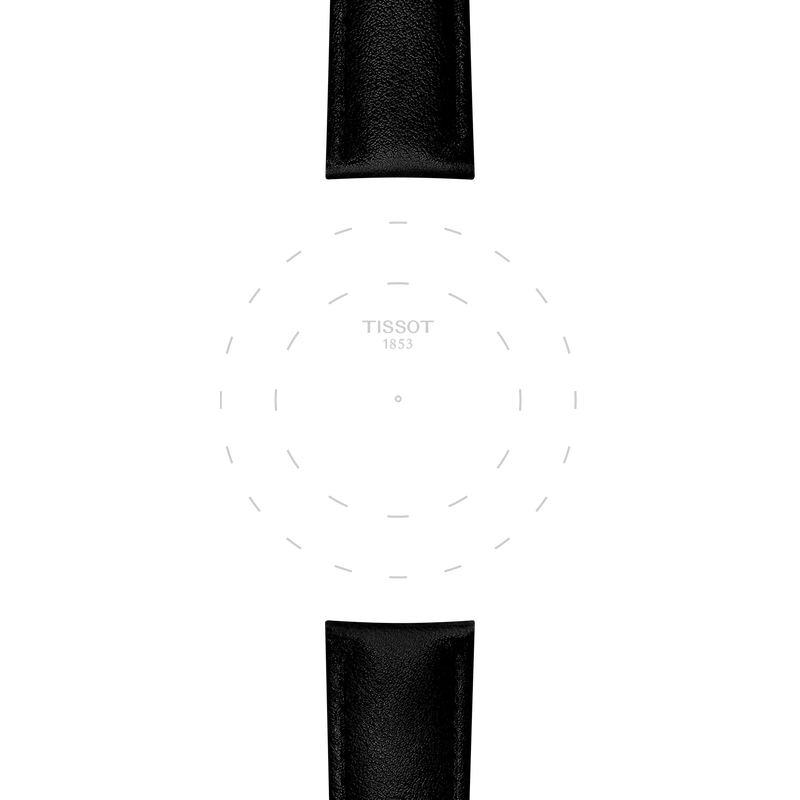 Enfoque en las asas de Correa oficial Tissot de piel sint&eacute;tica negra de 20 mm
