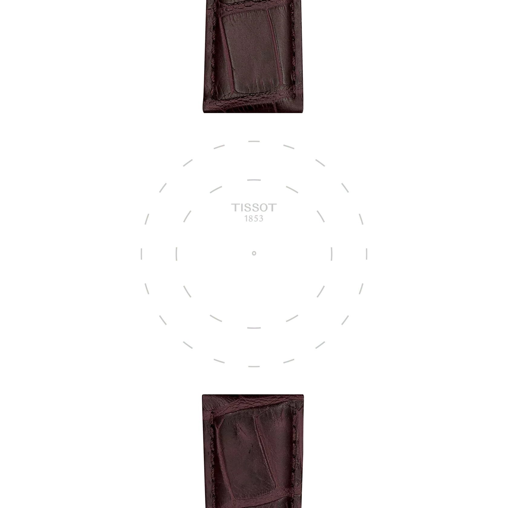 Enfoque en las asas de Correa marr&oacute;n de piel oficial Tissot 21 mm
