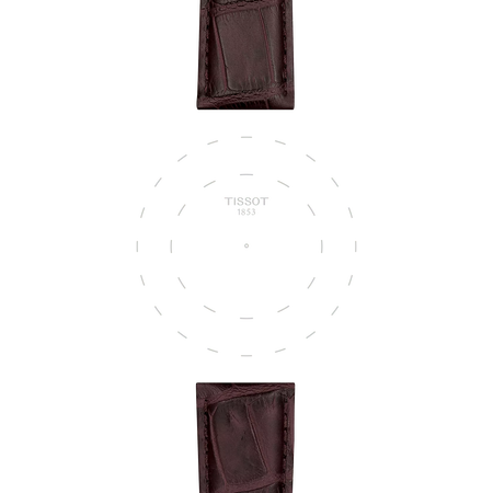 Enfoque en las asas de Correa marr&oacute;n de piel oficial Tissot 21 mm