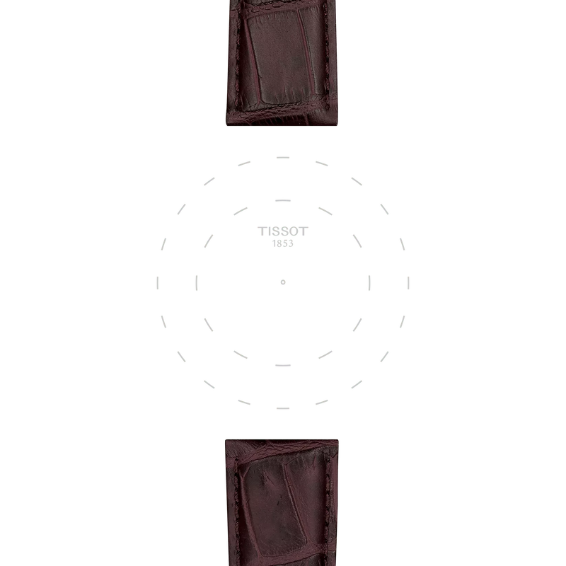 Enfoque en las asas de Correa marr&oacute;n de piel oficial Tissot 21 mm