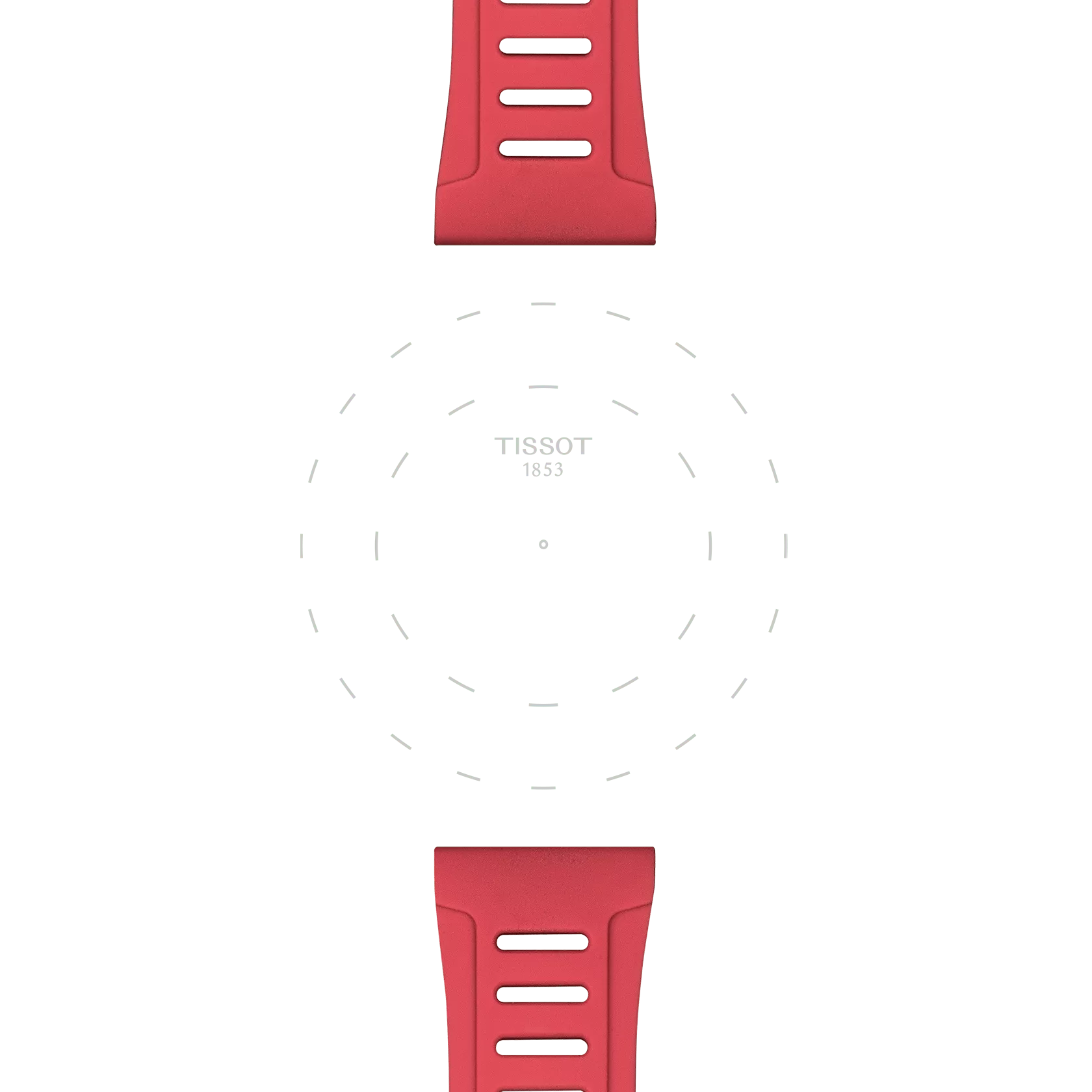 Focus on the lugs of TİSSOT KIRMIZI SİLİKON KAYIŞ XS BOYNUZ ARALIĞI 21 MM