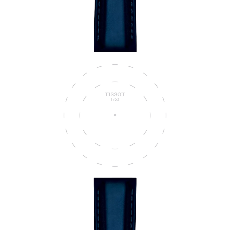 Focus on the lugs of Tissot Official Blue Synthetic Strap Lugs 18mm