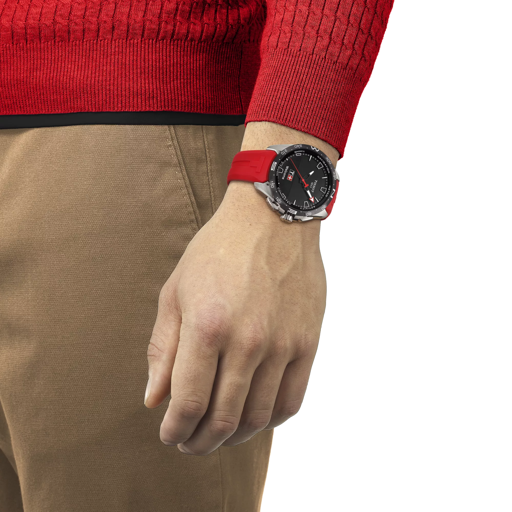 Simulation of the watch Tissot T-Touch Connect Solar 47.5mm on a wrist