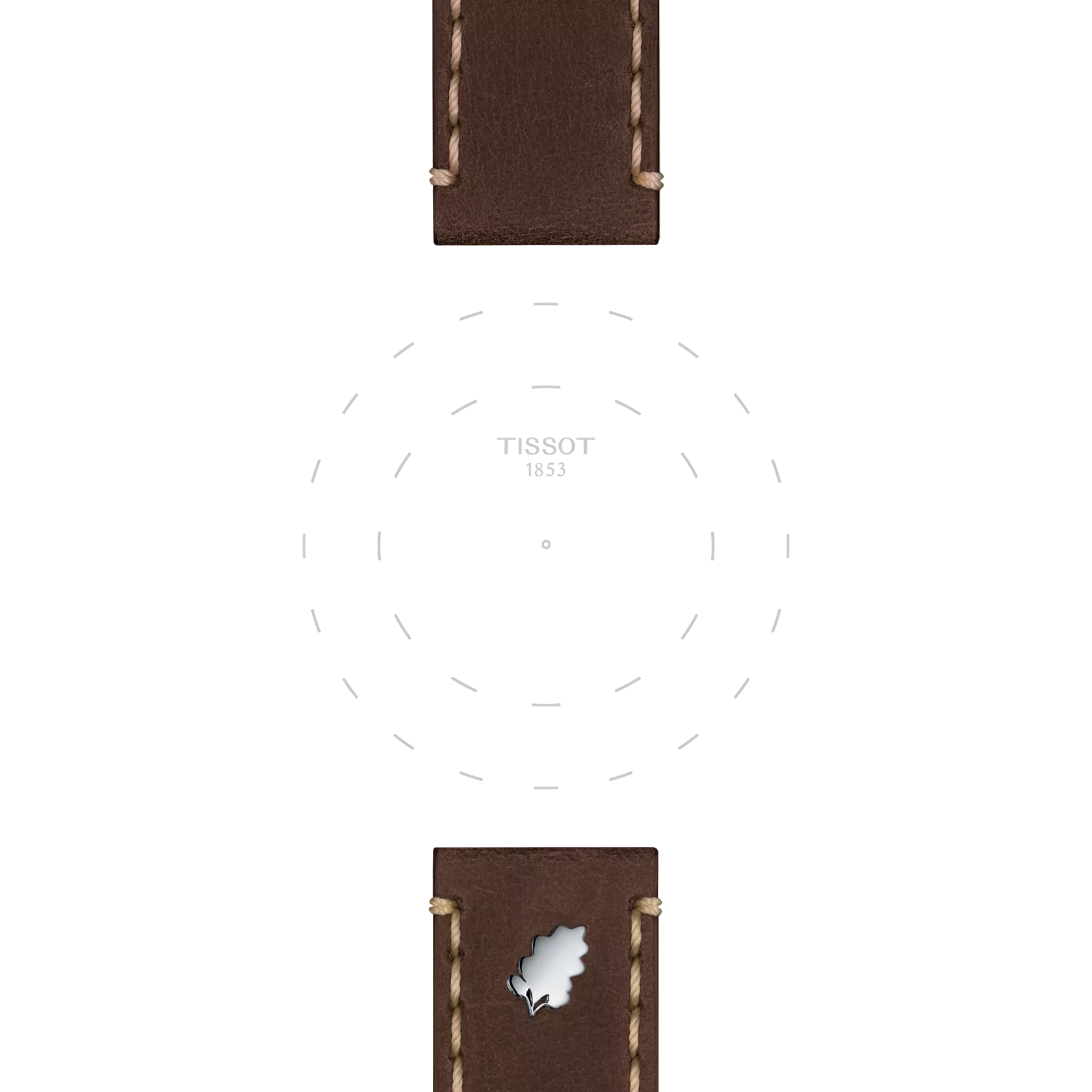 TISSOT ブラウン レザー ストラップ 22mmのラグのフォーカス