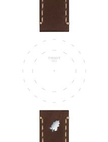 TISSOT ブラウン レザー ストラップ 22mmのラグのフォーカス