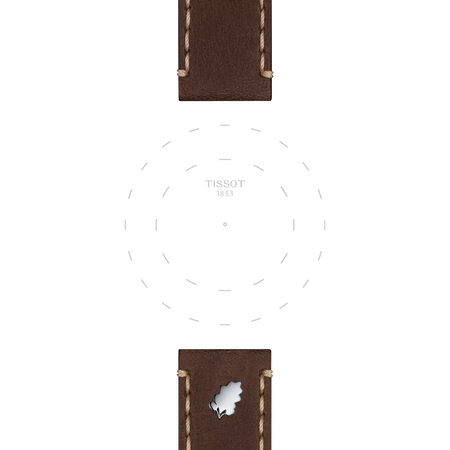 TISSOT ブラウン レザー ストラップ 22mmのラグのフォーカス