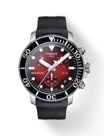 Front view of the watch Tissot Seastar 1000 Chronograph with shadow