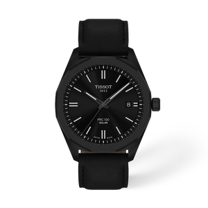 Front view of the watch Tissot PRC 100 Solar 39mm with shadow