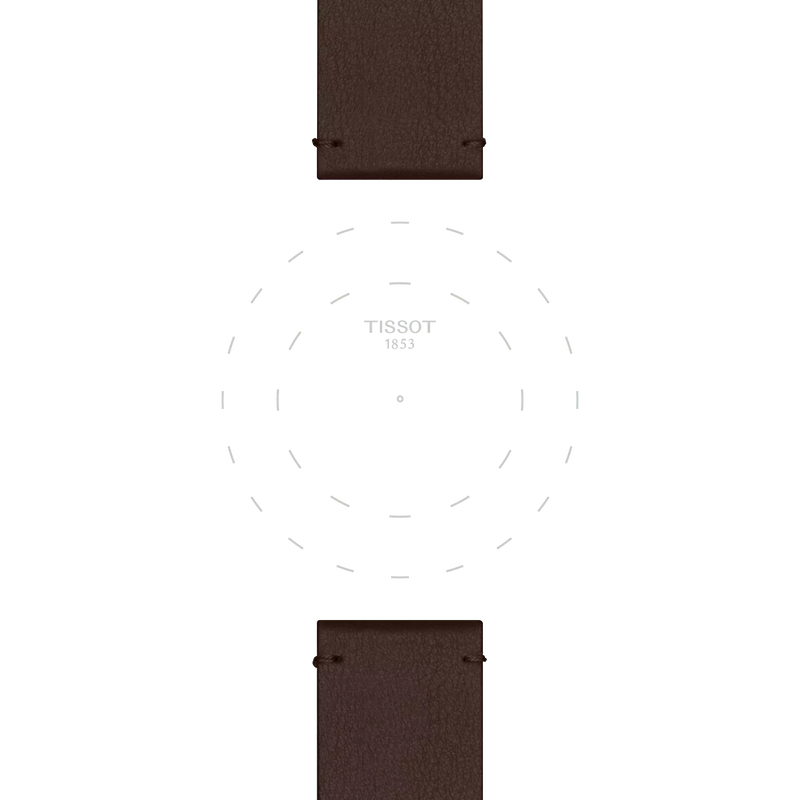 Focus on the lugs of Tissot Official Brown Synthetic Strap Lugs 22 mm