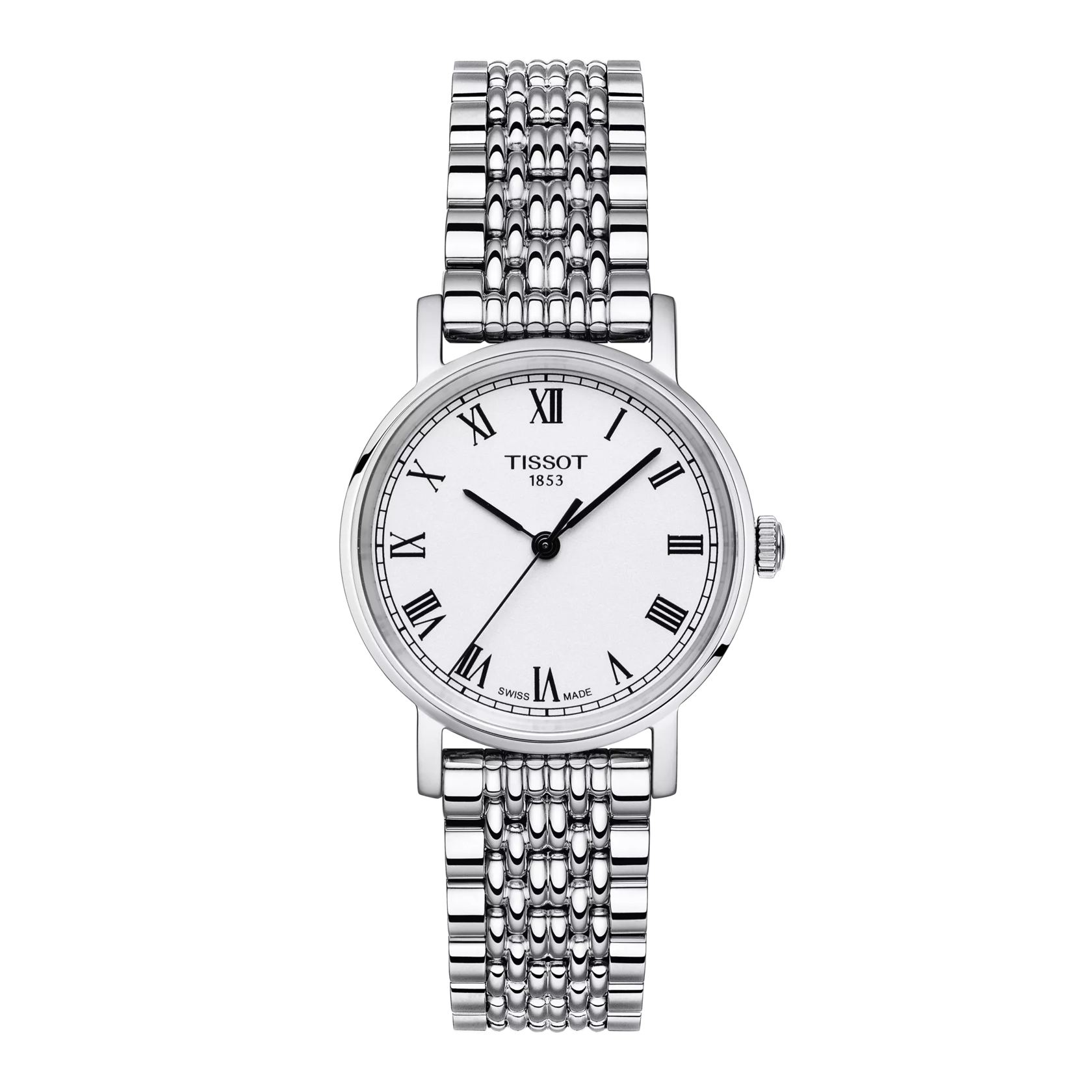 Front view of the watch Tissot Everytime 30mm Jungfraubahn Edition