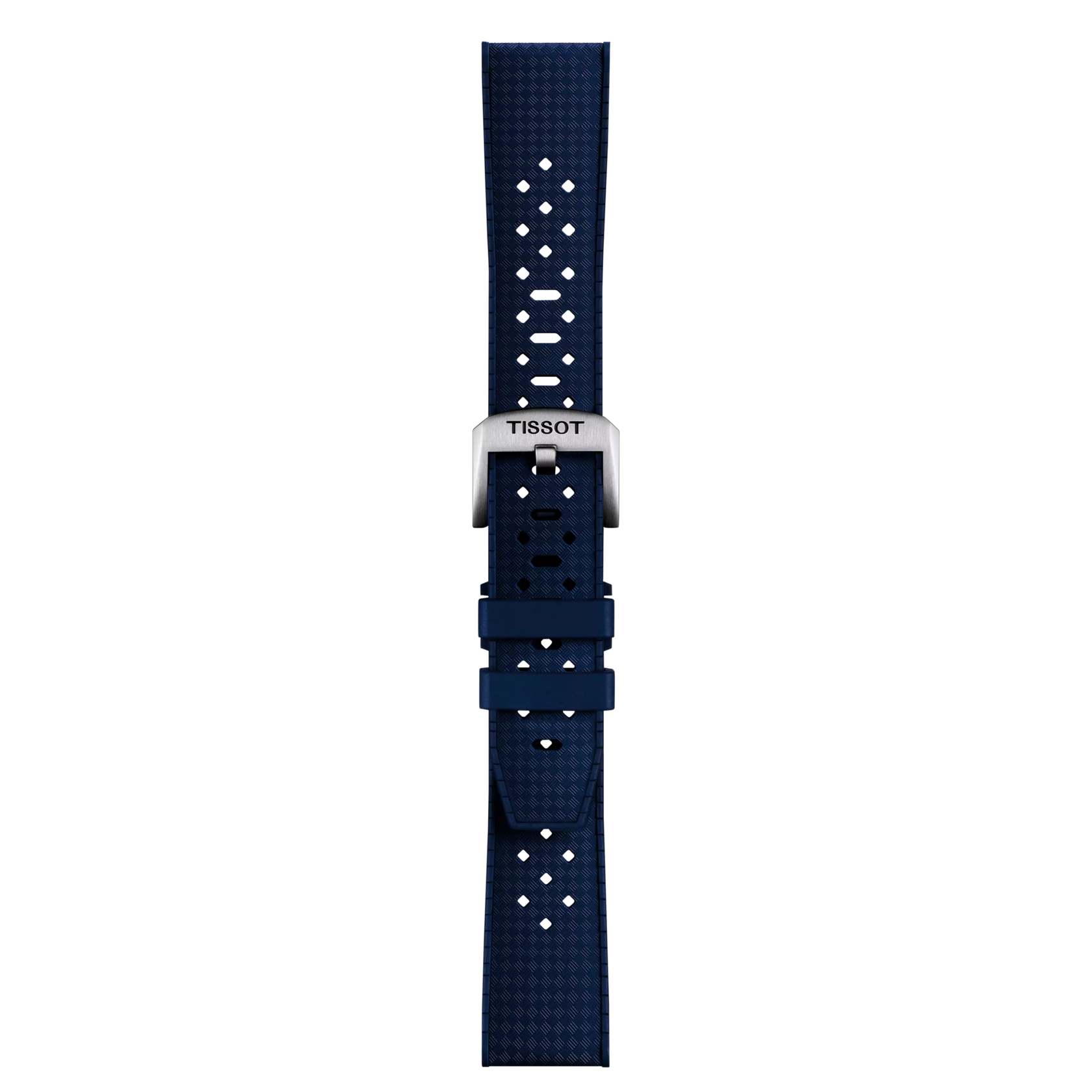 Vue de face de Bracelet Officiel Tissot Caoutchouc Bleu Entre-cornes 20 mm