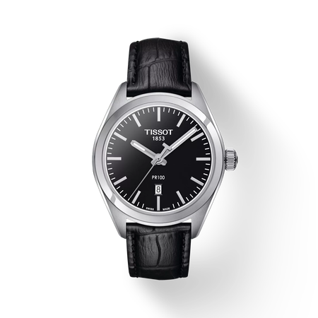 Vue de face de la montre Tissot PR 100 Lady avec ombre