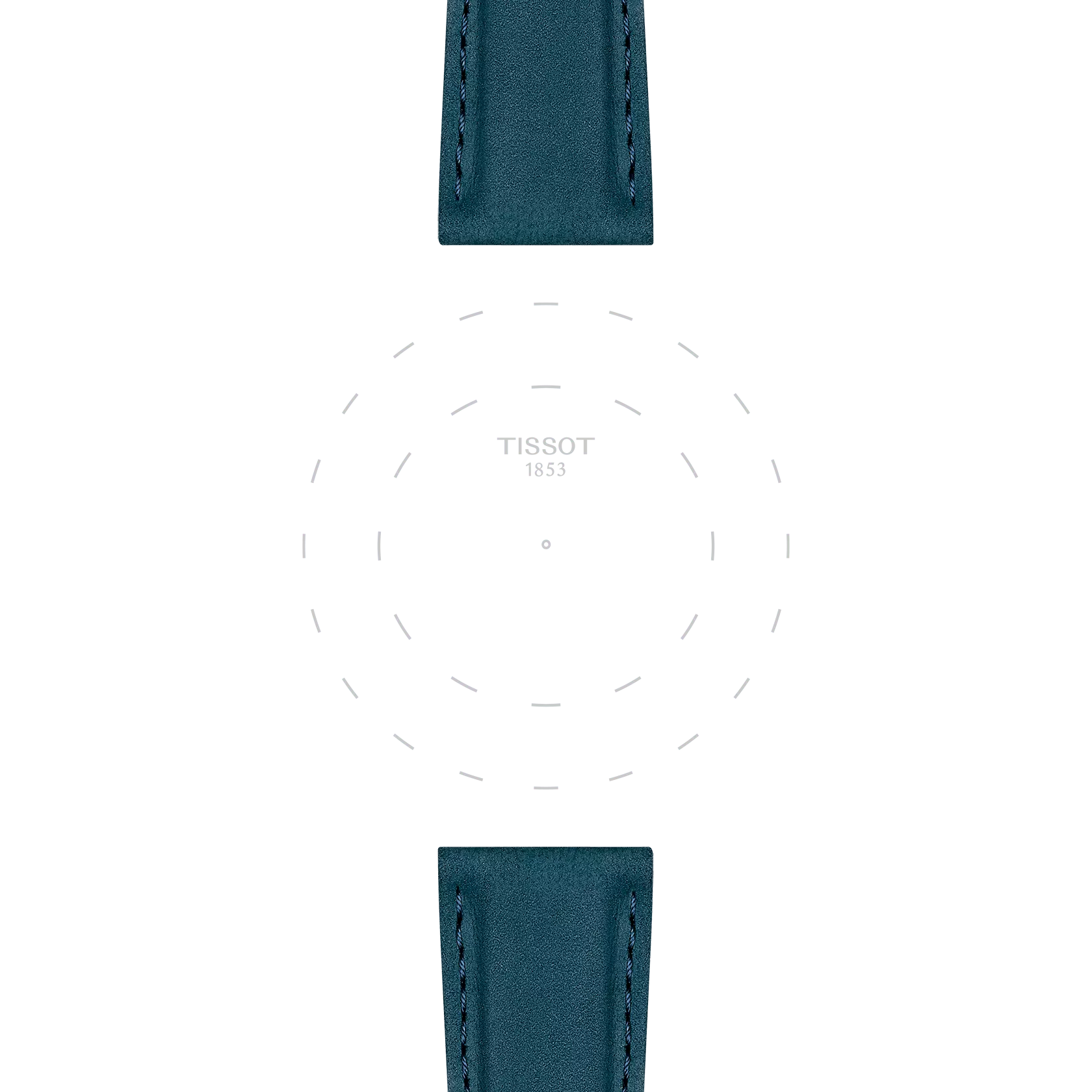 Focus on the lugs of Tissot Mavi Deri Kayış Boynuz Aralığı 21 mm