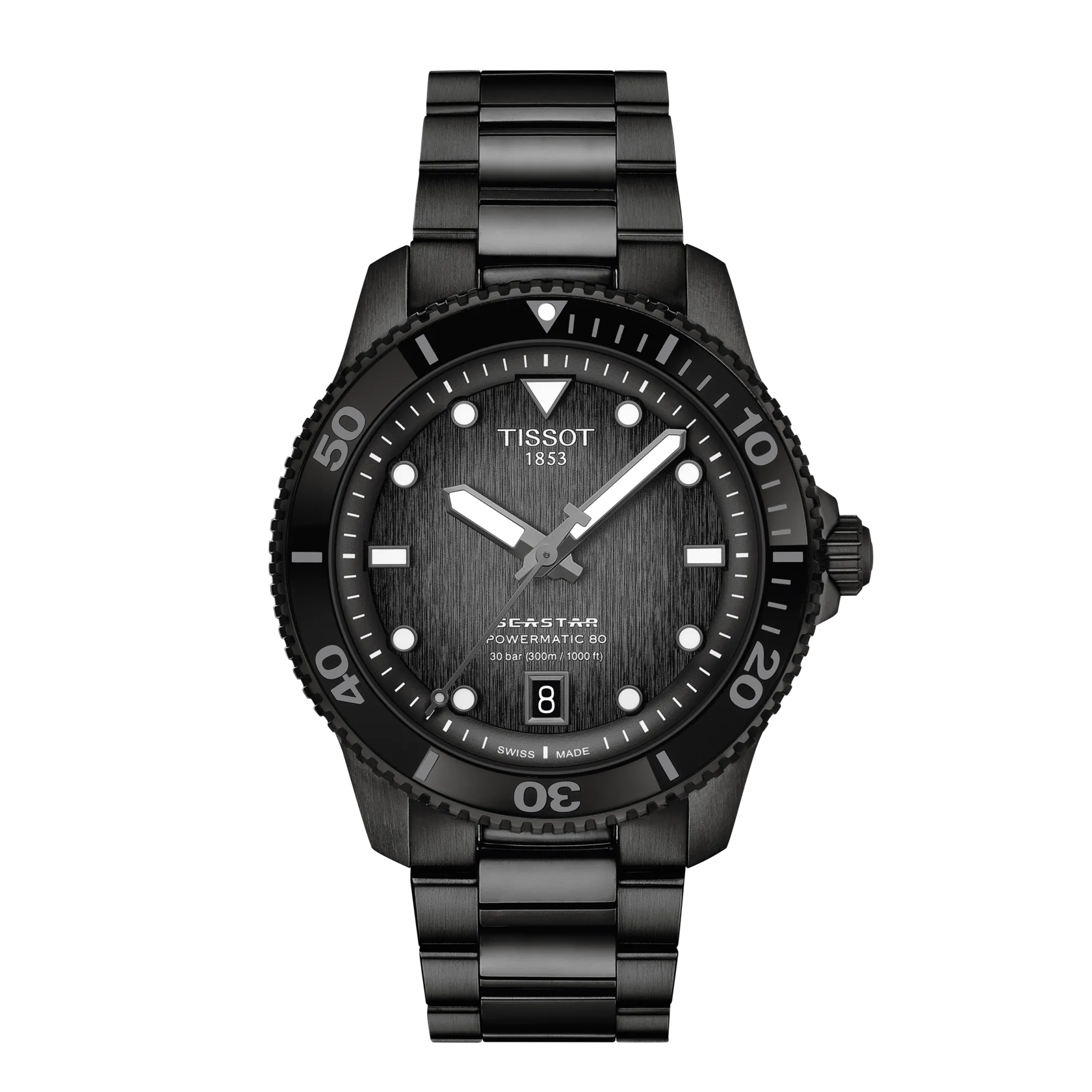 Front view of the watch Tissot Seastar 1000 40mm