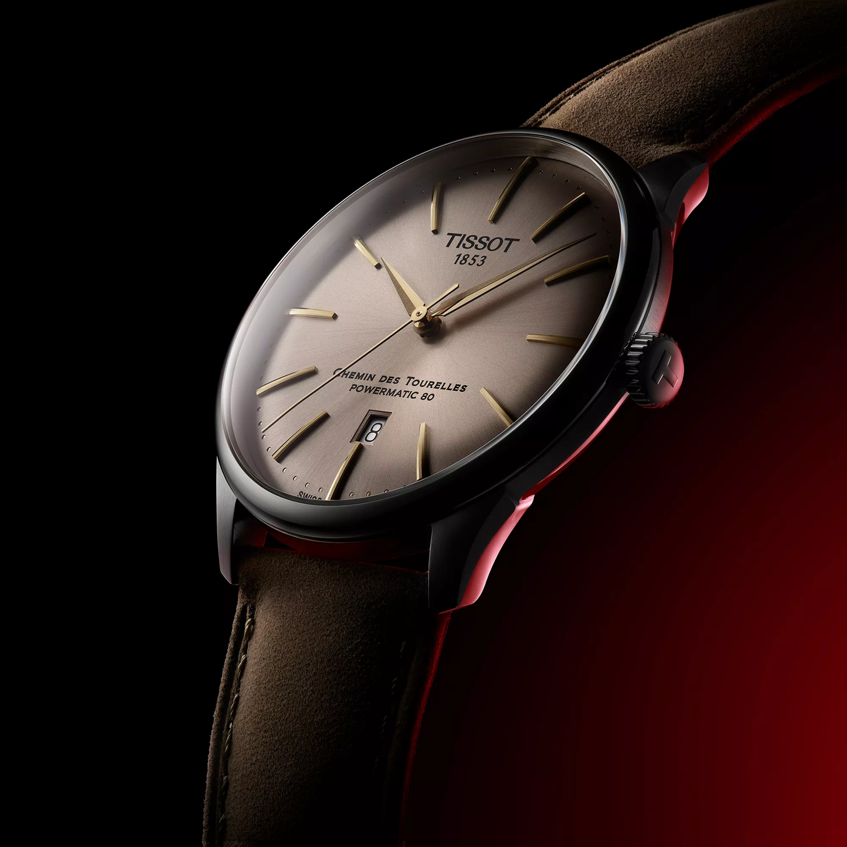 天梭杜魯爾系列42mm watch on a colored background