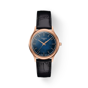 Front view of the watch Tissot Excellence 18K Gold 31.8mm with shadow