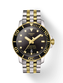 Front view of the watch Tissot Seastar 1000 Powermatic 80 with shadow