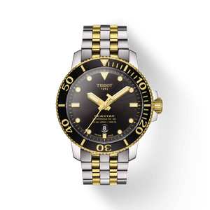 Front view of the watch Tissot Seastar 1000 Powermatic 80 with shadow