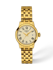 Front view of the watch Tissot Classic Dream 28mm with shadow