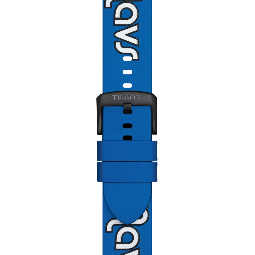 Zoom on Tissot Official Blue Leather Strap Lugs 22 mm