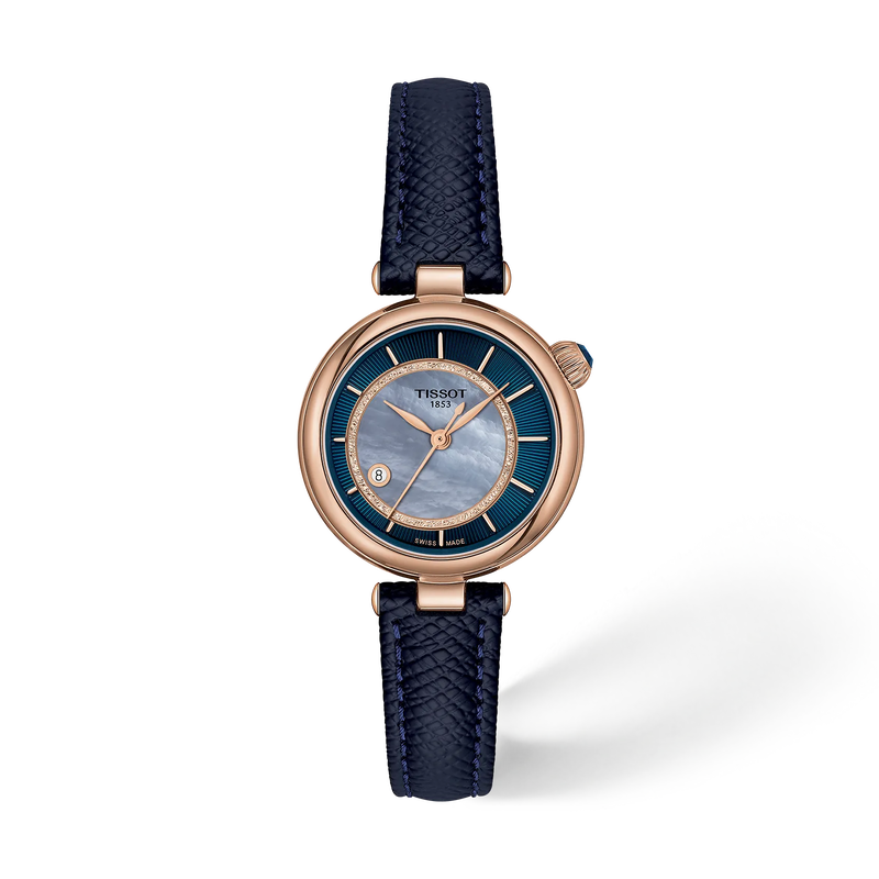 Front view of the watch 天梭Desir系列28mm with shadow