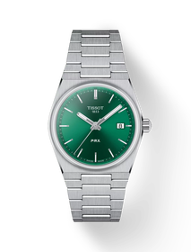Front view of the watch Tissot PRX 35mm with shadow
