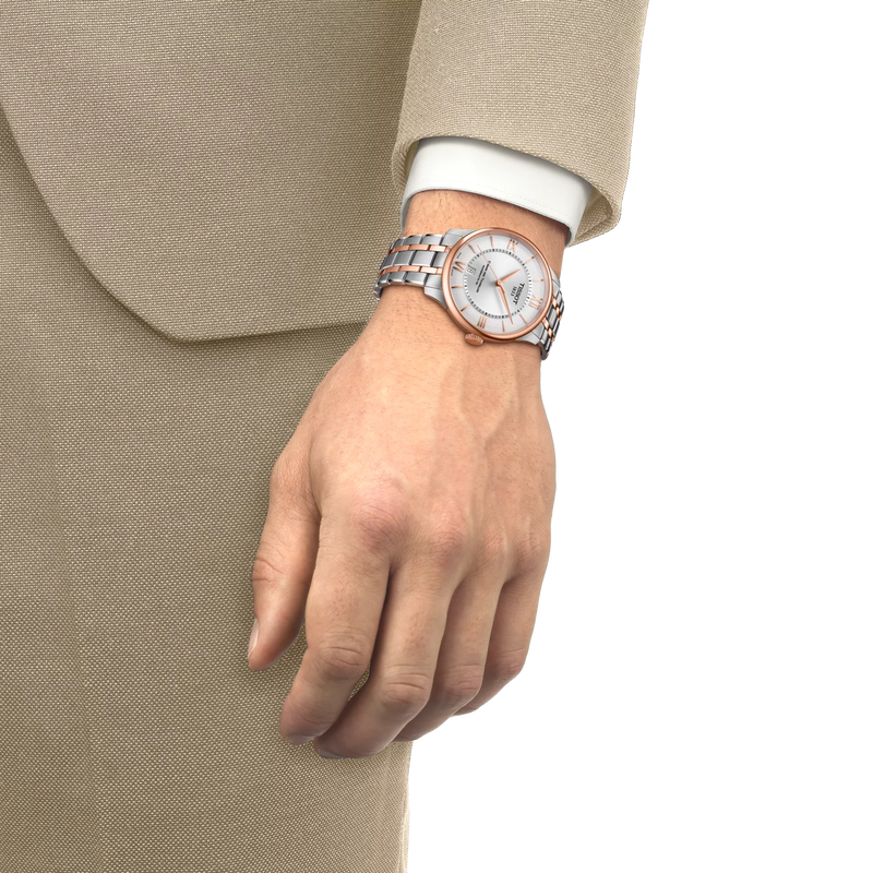 Simulation of the watch Tissot Chemin des Tourelles Powermatic 80 39 mm on a wrist