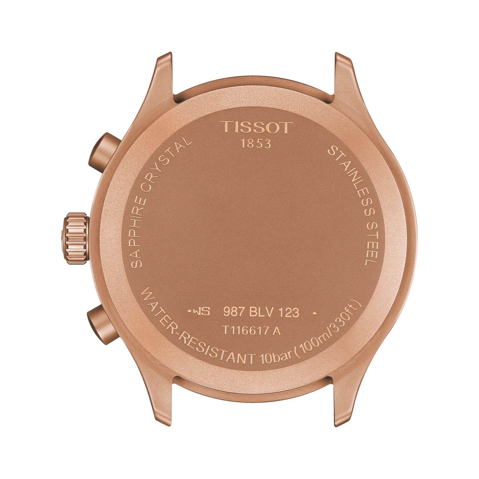 Back view of the watch case Tissot Chrono XL 45mm