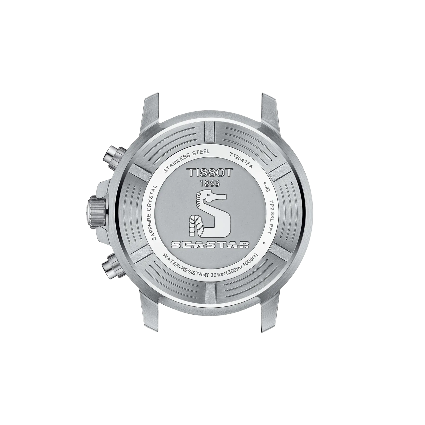 Back view of the watch case Tissot Seastar 1000 45.5mm