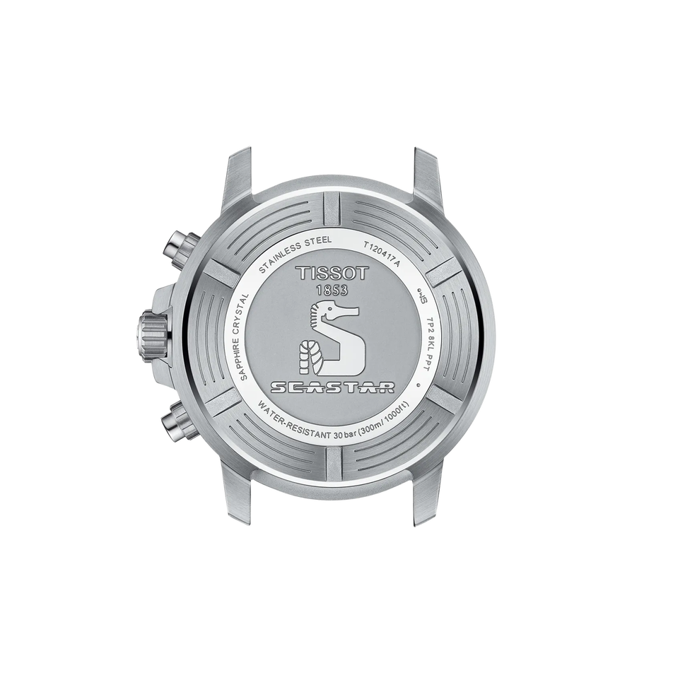 Back view of the watch case Tissot Seastar 1000 45.5mm