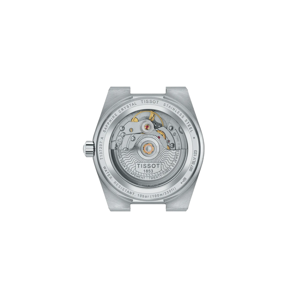 Back view of the watch case Tissot PRX 35mm