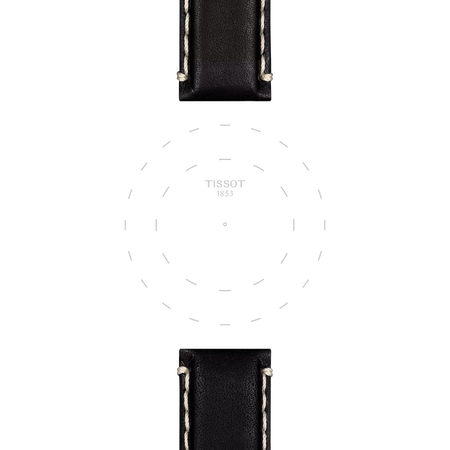 Enfoque en las asas de Correa negra de piel oficial Tissot 22 mm