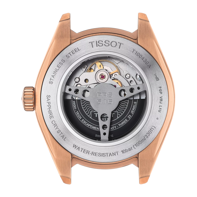 Back view of the watch case Tissot PRS 516 Powermatic 80